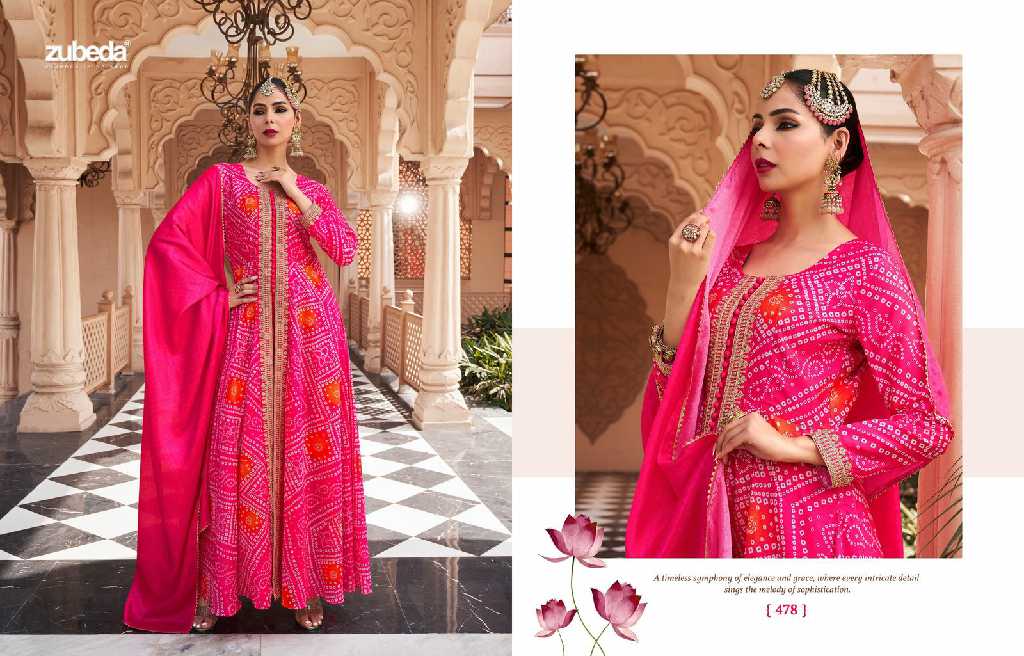 zubeda rang mahal stitched gown with dupatta and pant