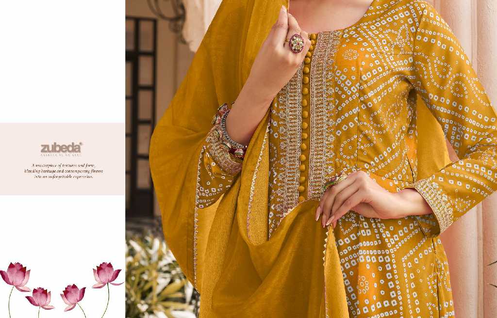 zubeda rang mahal stitched gown with dupatta and pant