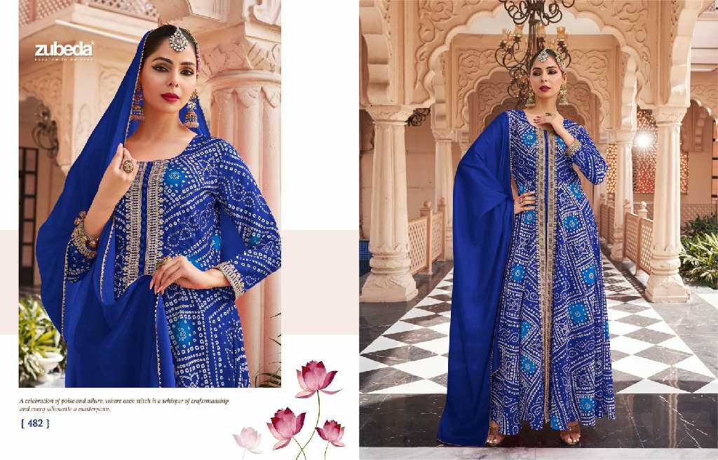 zubeda rang mahal stitched gown with dupatta and pant