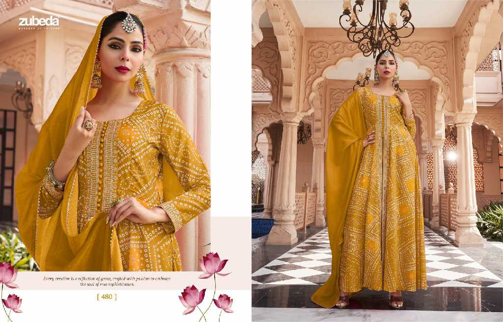 zubeda rang mahal stitched gown with dupatta and pant