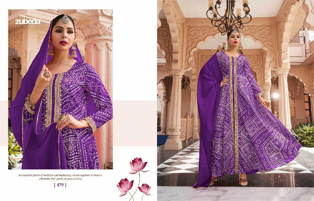zubeda rang mahal stitched gown with dupatta and pant