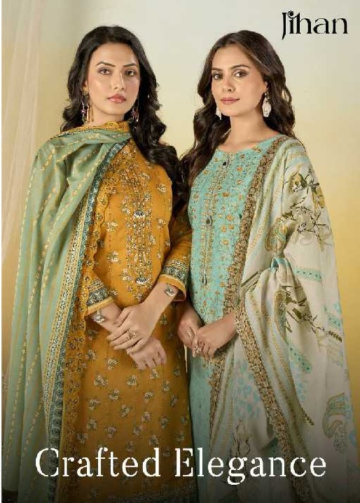 Jihan Crafted Elegance Wholesale Pure Lawn Print With Self Embroidery Dress Material