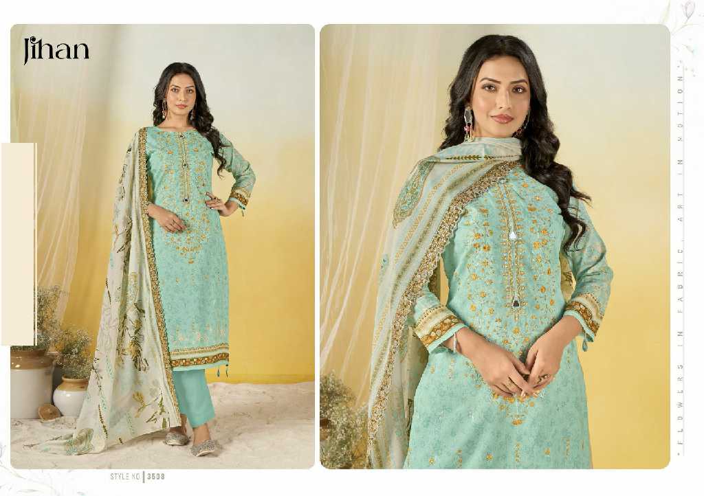 Jihan Crafted Elegance Wholesale Pure Lawn Print With Self Embroidery Dress Material