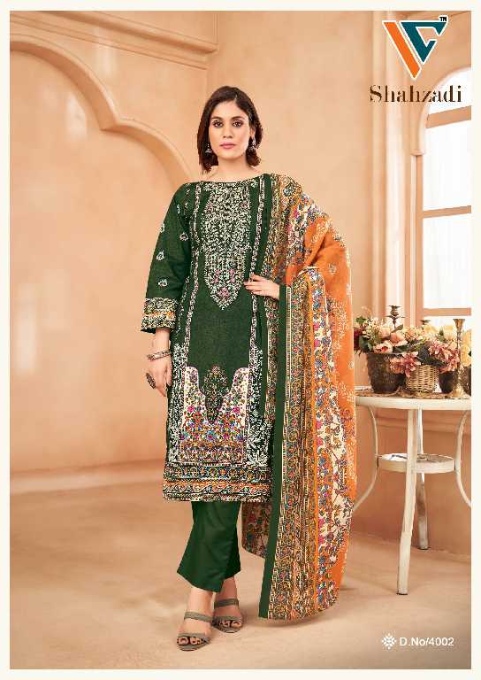 Vandana Shahzadi Vol-4 Wholesale Designer Neck Embroidery Dress Material