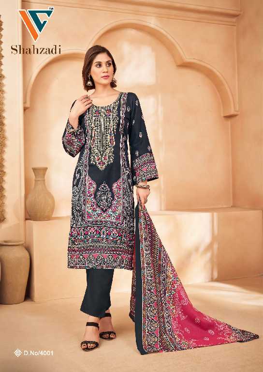 Vandana Shahzadi Vol-4 Wholesale Designer Neck Embroidery Dress Material