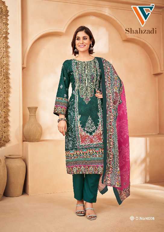 Vandana Shahzadi Vol-4 Wholesale Designer Neck Embroidery Dress Material