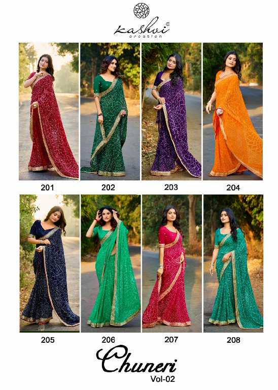 Kashvi Chuneri Vol-2 Wholesale Mono Georgette With Coding Work Sarees