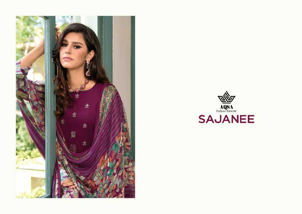 AQSA Sajanee Wholesale Pure Viscose Rayon With Work Summer Dress Material