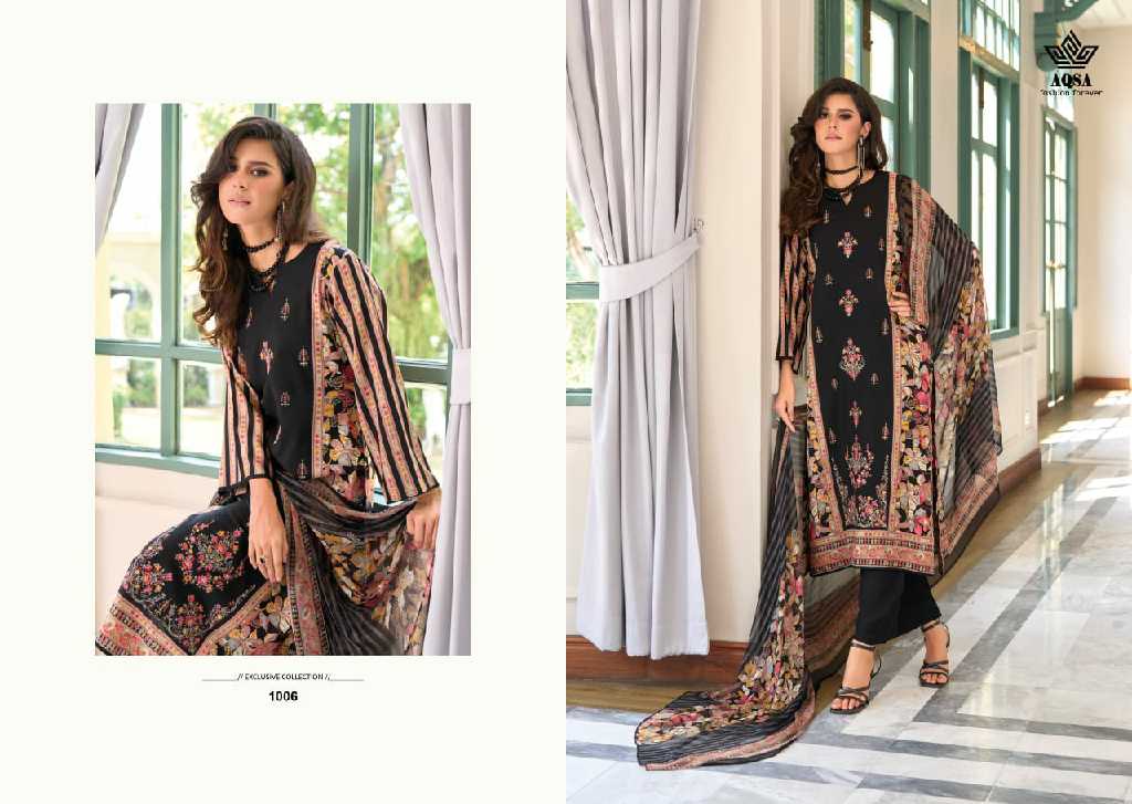 AQSA Sajanee Wholesale Pure Viscose Rayon With Work Summer Dress Material