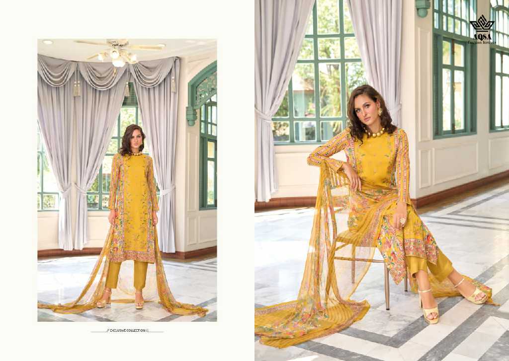 AQSA Sajanee Wholesale Pure Viscose Rayon With Work Summer Dress Material