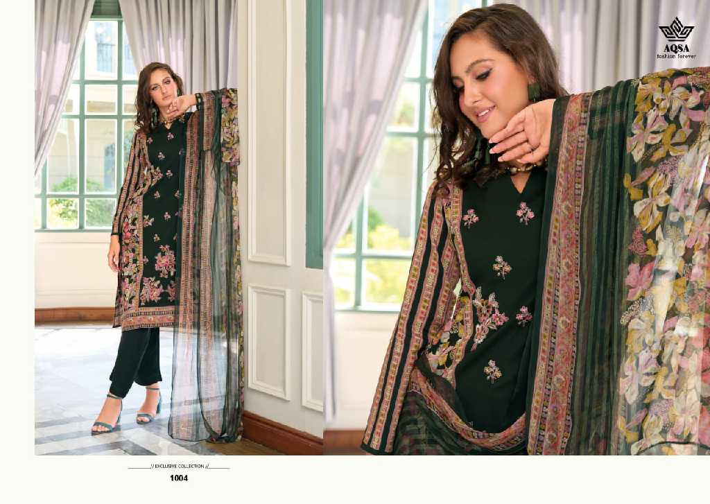 AQSA Sajanee Wholesale Pure Viscose Rayon With Work Summer Dress Material