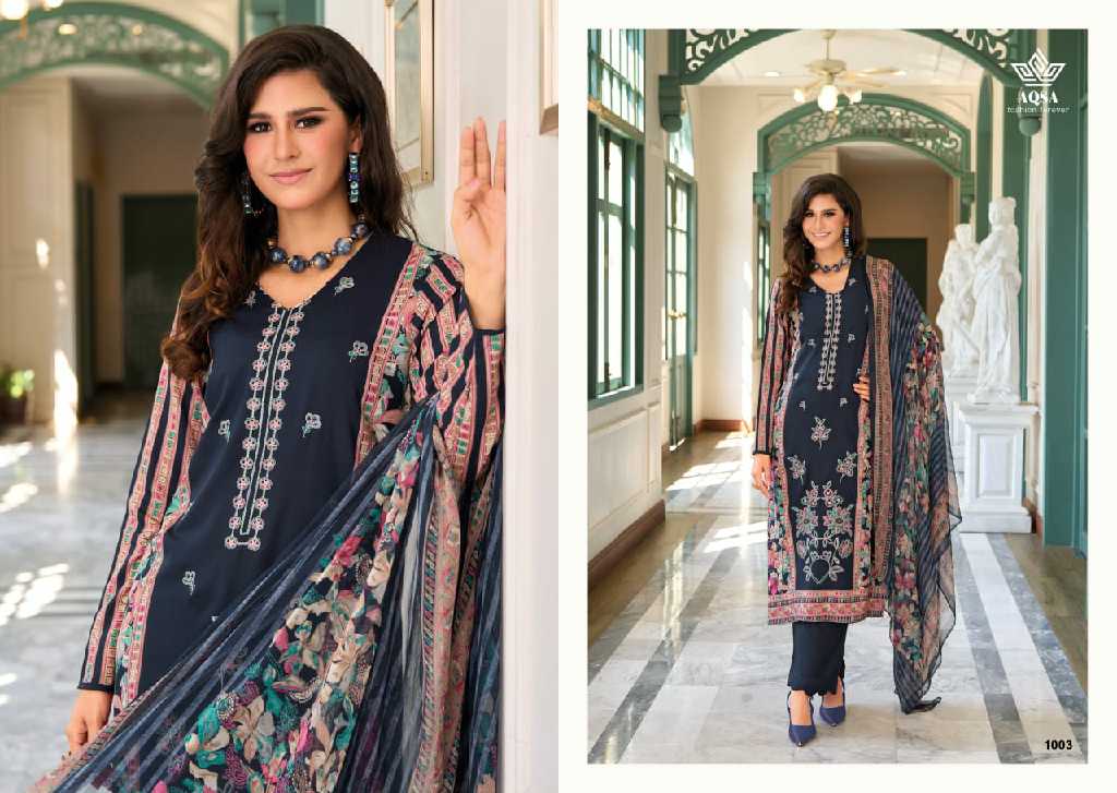 AQSA Sajanee Wholesale Pure Viscose Rayon With Work Summer Dress Material