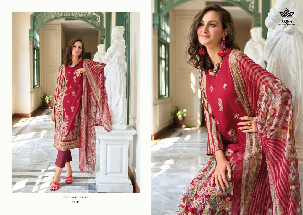 AQSA Sajanee Wholesale Pure Viscose Rayon With Work Summer Dress Material
