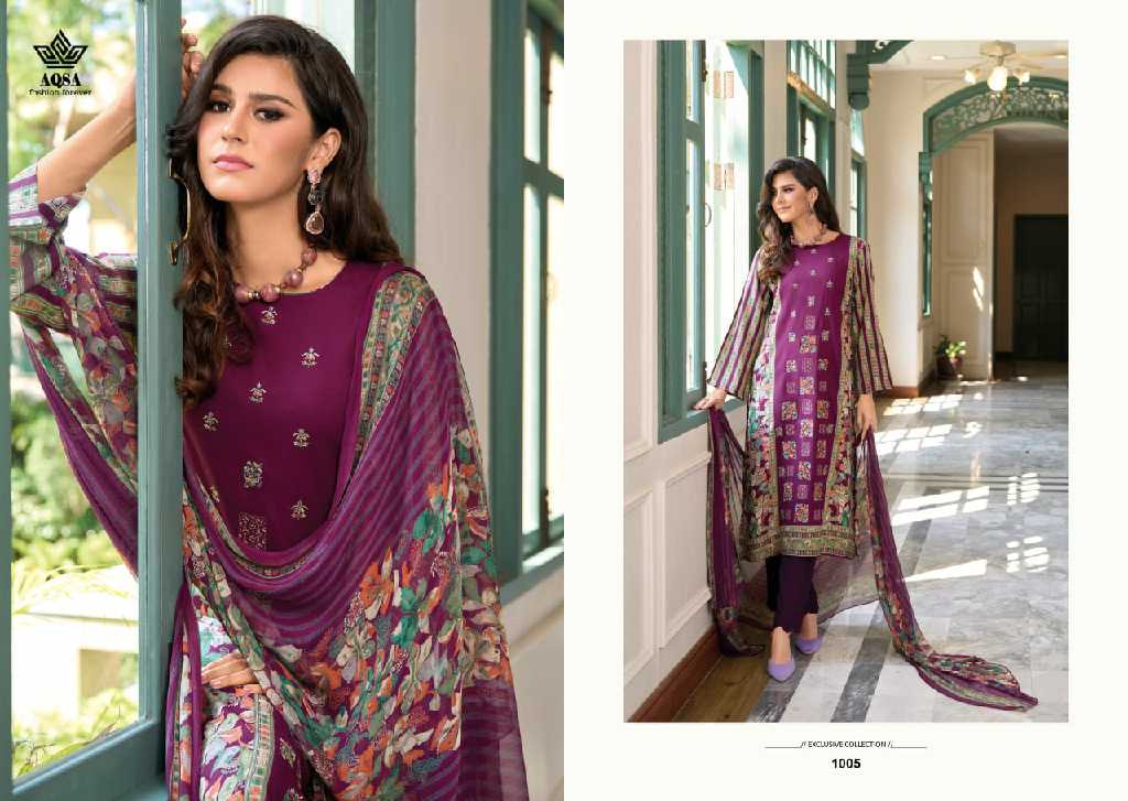 AQSA Sajanee Wholesale Pure Viscose Rayon With Work Summer Dress Material
