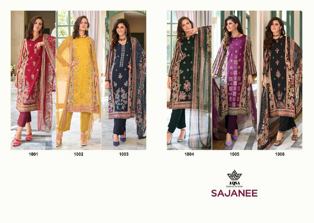 AQSA Sajanee Wholesale Pure Viscose Rayon With Work Summer Dress Material