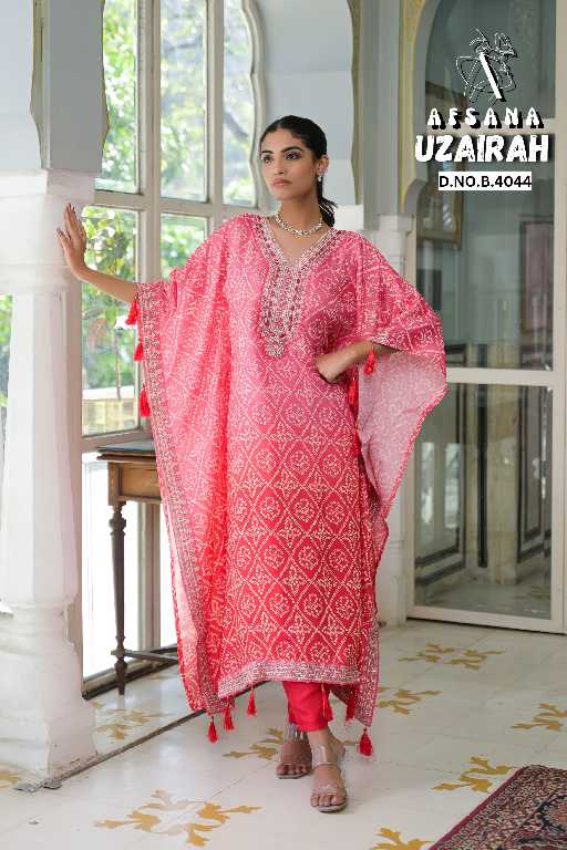 Afsana Uzairah Wholesale Pure Viscose Muslin Kaftan Work Style Combo