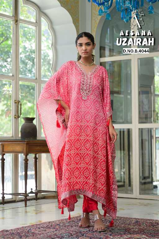 Afsana Uzairah Wholesale Pure Viscose Muslin Kaftan Work Style Combo