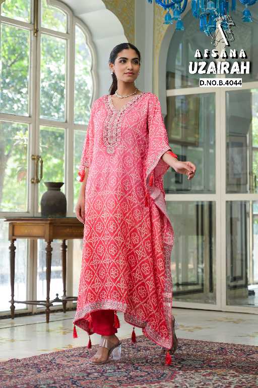 Afsana Uzairah Wholesale Pure Viscose Muslin Kaftan Work Style Combo