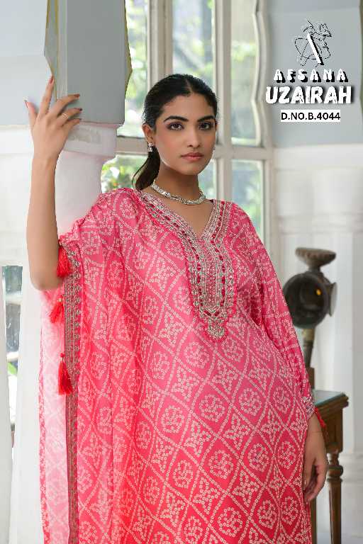 Afsana Uzairah Wholesale Pure Viscose Muslin Kaftan Work Style Combo