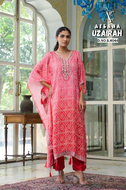 Afsana Uzairah Wholesale Pure Viscose Muslin Kaftan Work Style Combo
