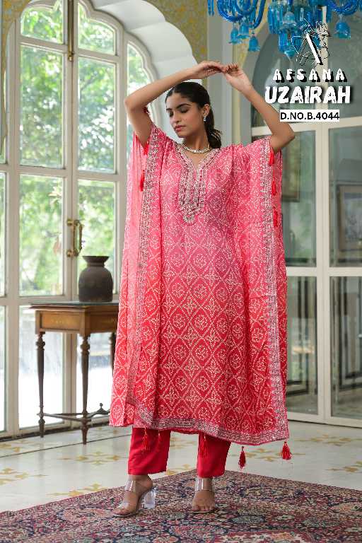 Afsana Uzairah Wholesale Pure Viscose Muslin Kaftan Work Style Combo