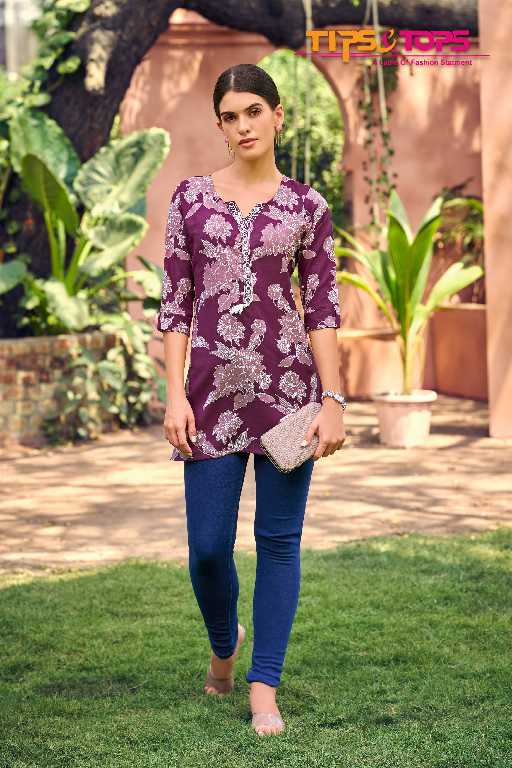 Tips And Tops Cotton Candy Vol-6 Wholesale Cotton Foil Prints Short Tops