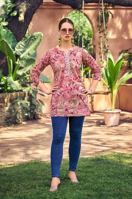 Tips And Tops Cotton Candy Vol-6 Wholesale Cotton Foil Prints Short Tops