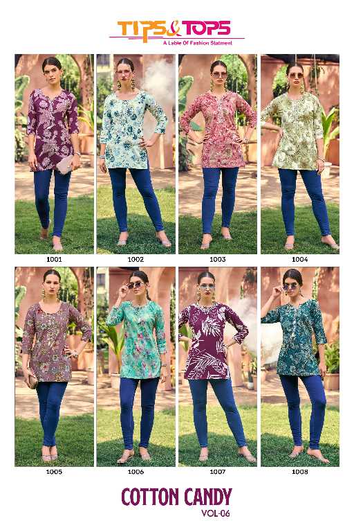 Tips And Tops Cotton Candy Vol-6 Wholesale Cotton Foil Prints Short Tops