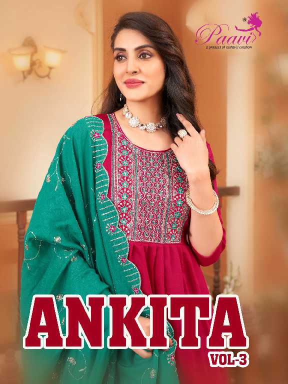 Paavis Ankita Vol-3 Wholesale Heavy Roman Kurti With Pant And Dupatta