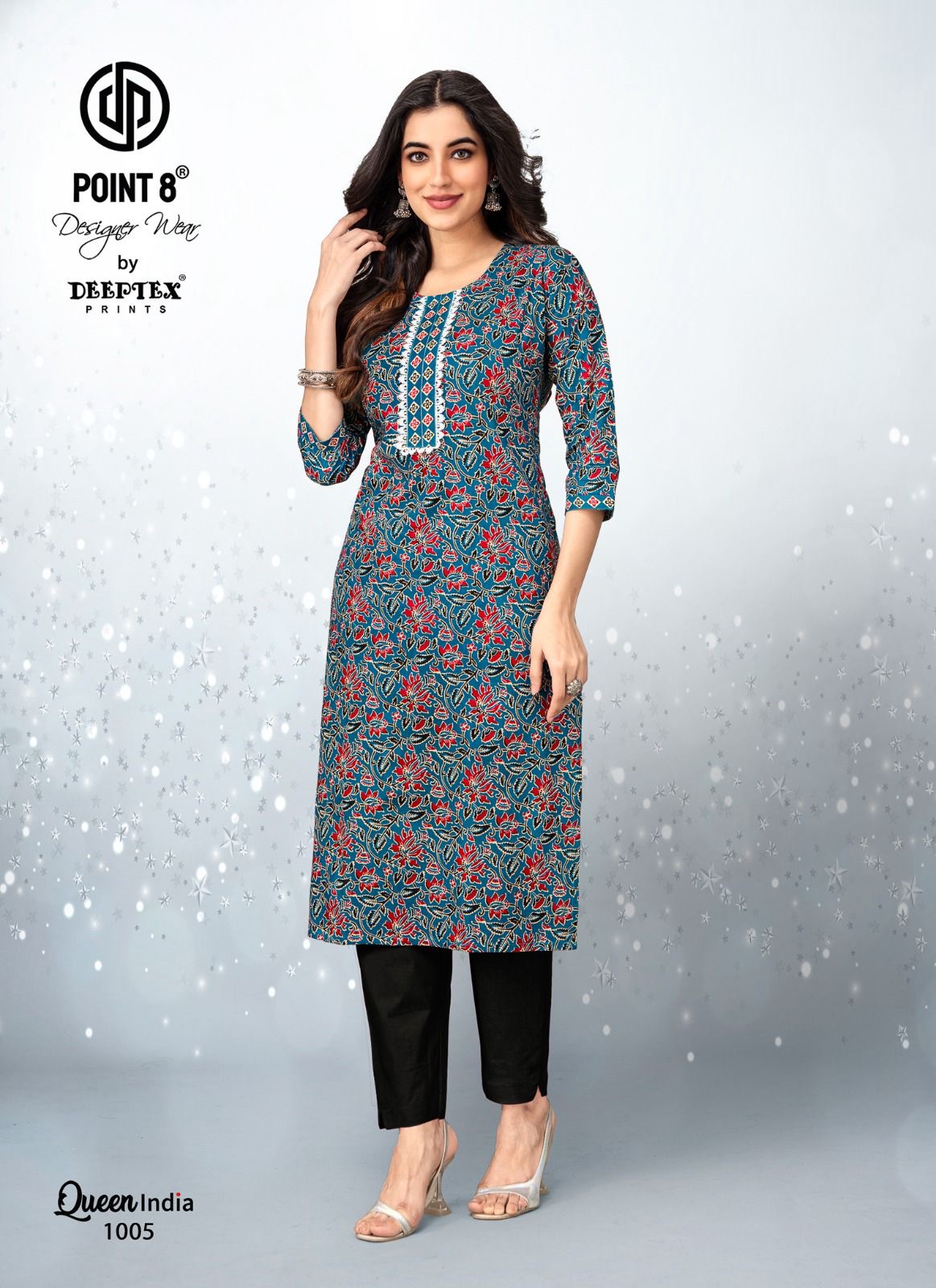Deeptex Queen India Vol-10 Wholesale Cotton Printed And Embroidery Tie Kurti With Pants