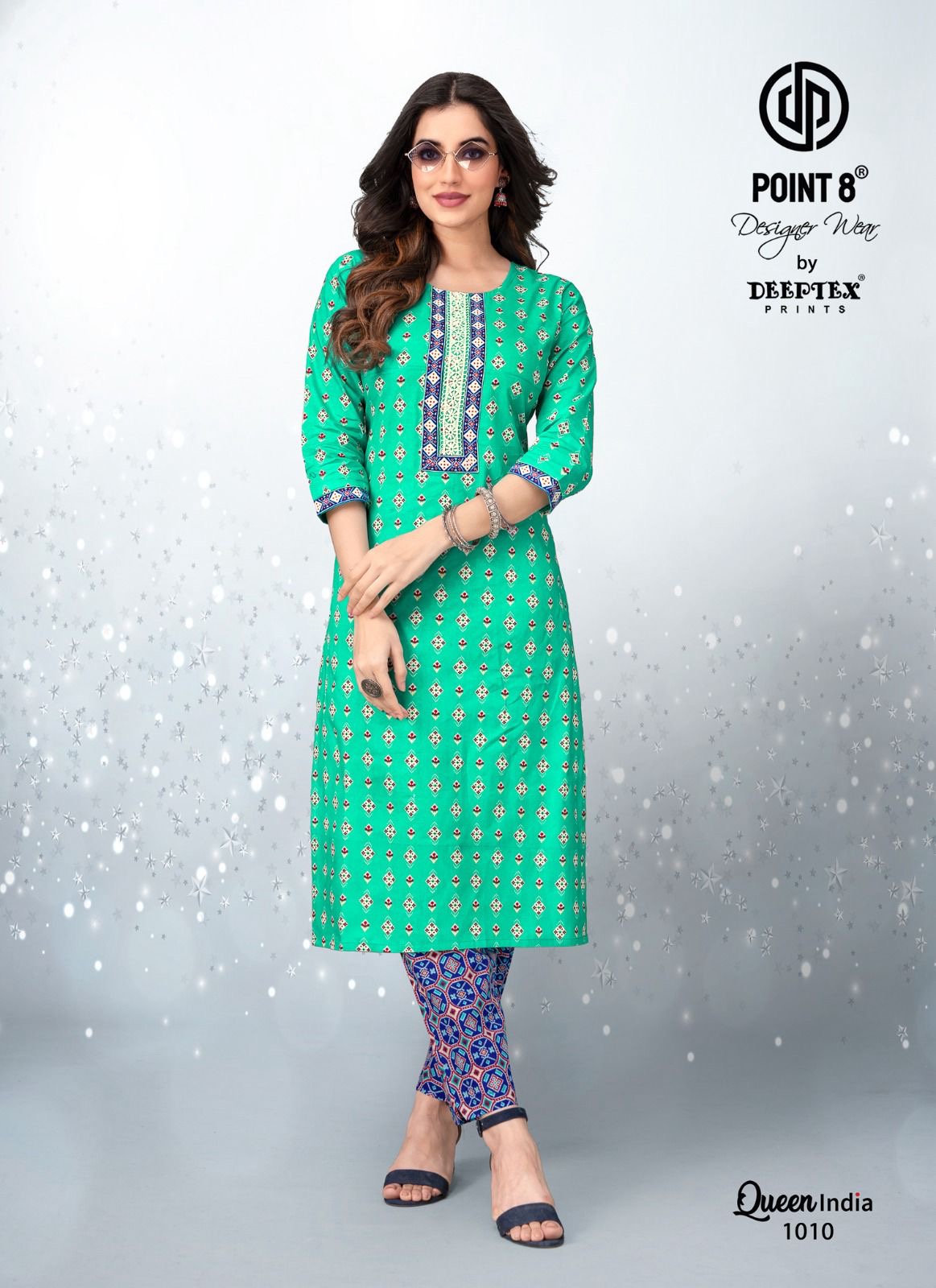 Deeptex Queen India Vol-10 Wholesale Cotton Printed And Embroidery Tie Kurti With Pants