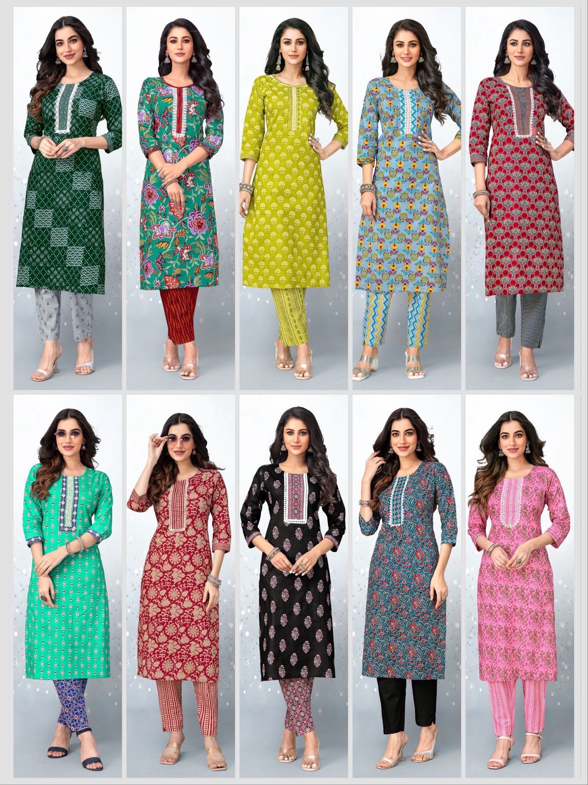 Deeptex Queen India Vol-10 Wholesale Cotton Printed And Embroidery Tie Kurti With Pants