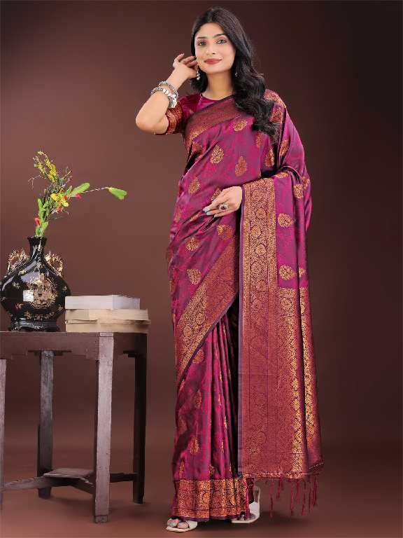 paalki by astita fancy designer silk fabric saree wholesale with fancy latkan