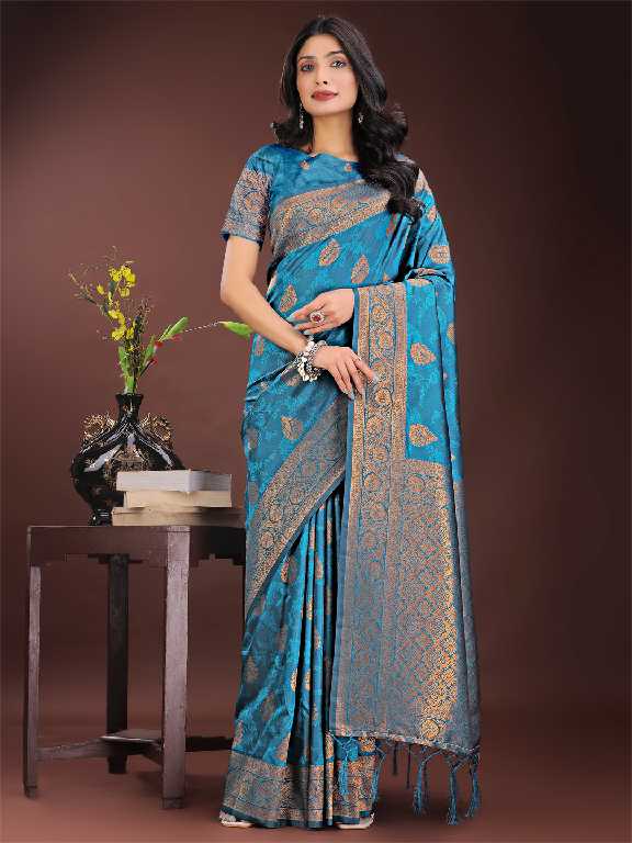 paalki by astita fancy designer silk fabric saree wholesale with fancy latkan