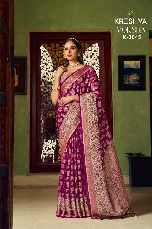 Kreshva Moksha Wholesale Georgette With Weaving Buta Border Party Wear Sarees