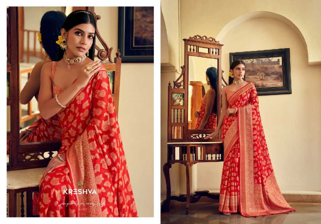 Kreshva Moksha Wholesale Georgette With Weaving Buta Border Party Wear Sarees