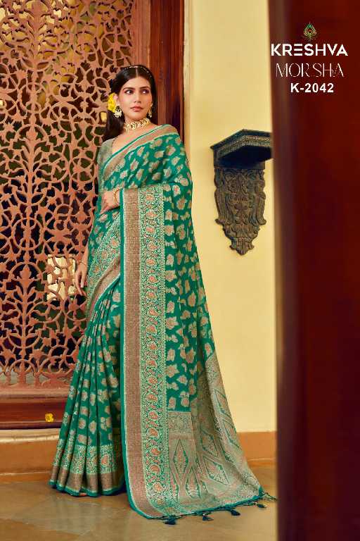 Kreshva Moksha Wholesale Georgette With Weaving Buta Border Party Wear Sarees