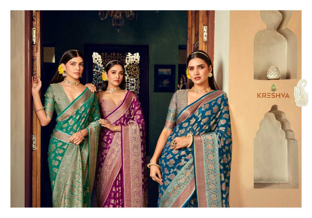 Kreshva Moksha Wholesale Georgette With Weaving Buta Border Party Wear Sarees