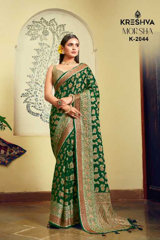 Kreshva Moksha Wholesale Georgette With Weaving Buta Border Party Wear Sarees