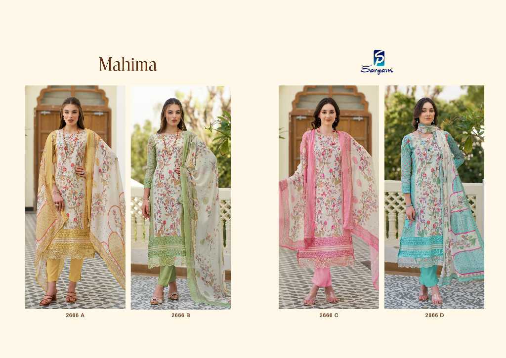 Sargam Mahima Wholesale Pure Cambric With Elegant Work Dress Material