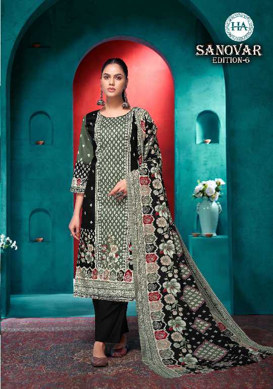 Harshit Sanovar Vol-6 Wholesale Pure Zam Cotton With Hand Work Dress Material