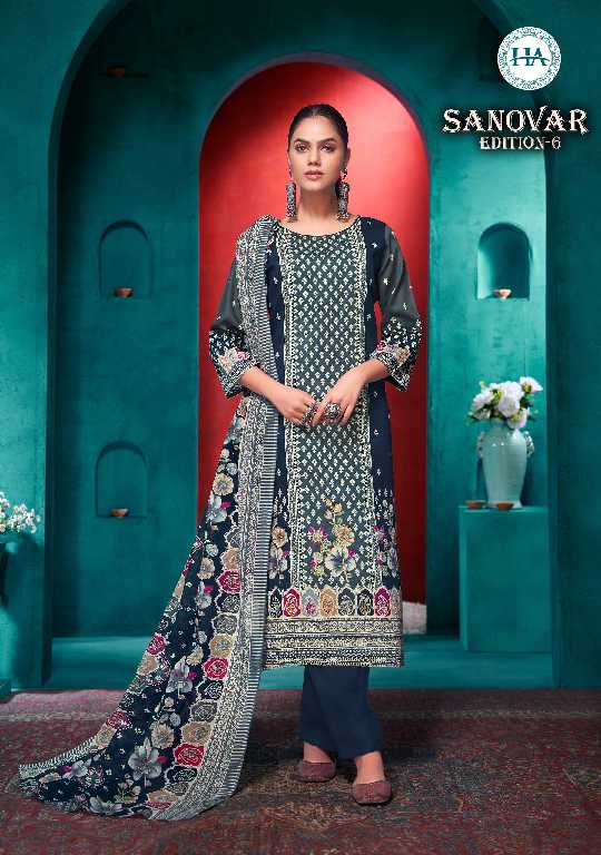 Harshit Sanovar Vol-6 Wholesale Pure Zam Cotton With Hand Work Dress Material
