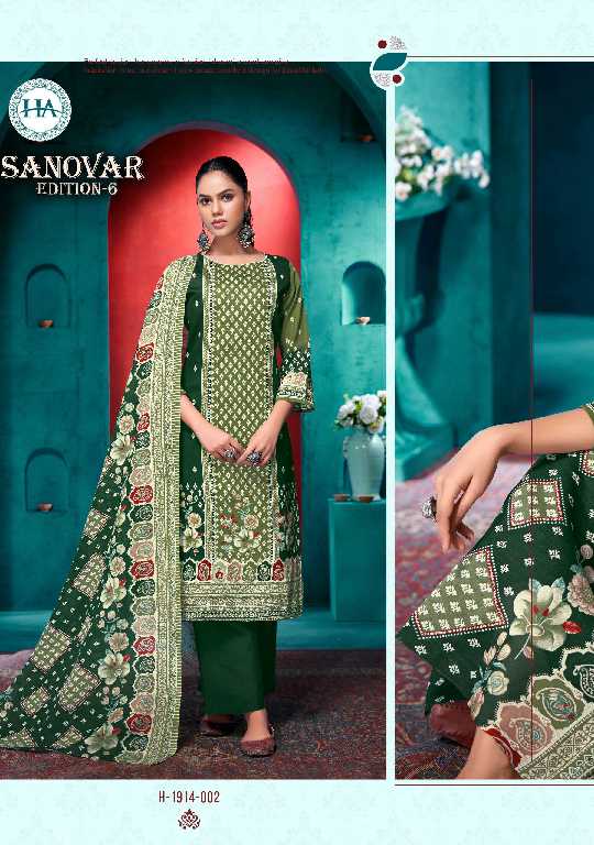 Harshit Sanovar Vol-6 Wholesale Pure Zam Cotton With Hand Work Dress Material