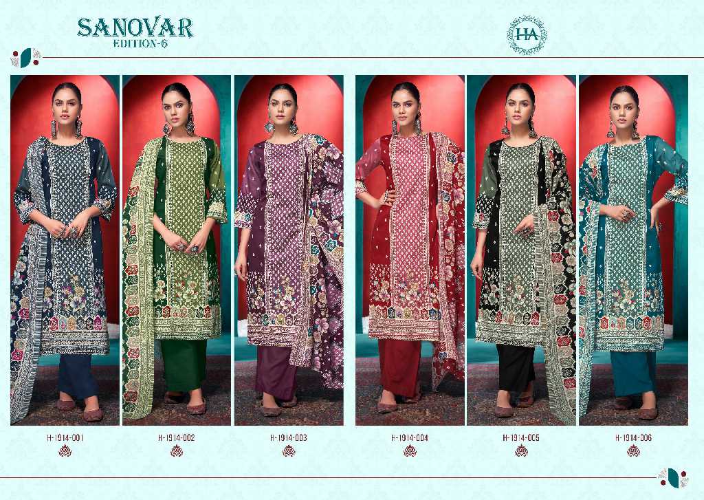 Harshit Sanovar Vol-6 Wholesale Pure Zam Cotton With Hand Work Dress Material
