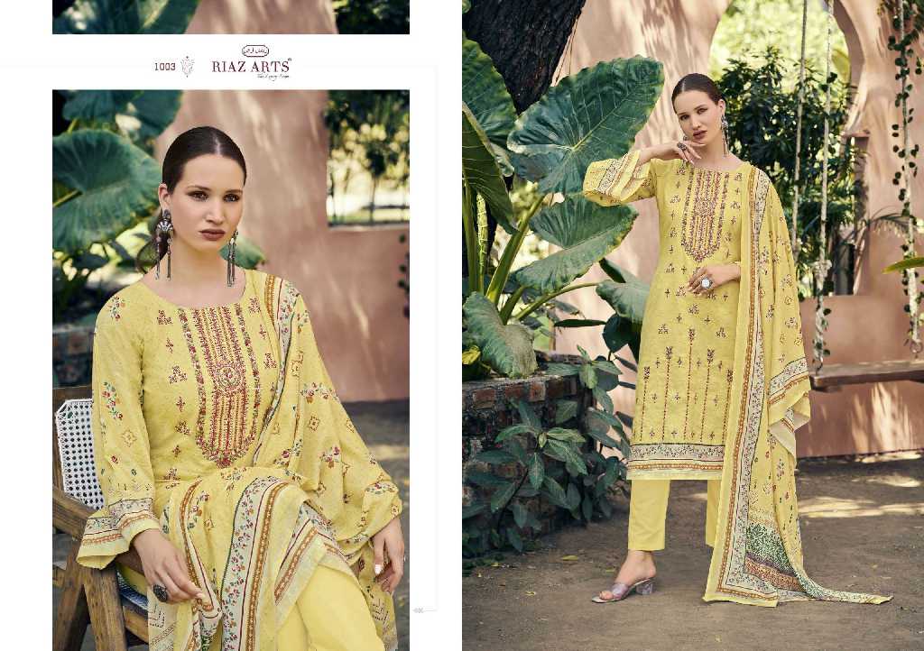 Riaz Arts Elan Vol-3 Wholesale Pure Pakistani Lawn With Neck Embroidery Dress Material