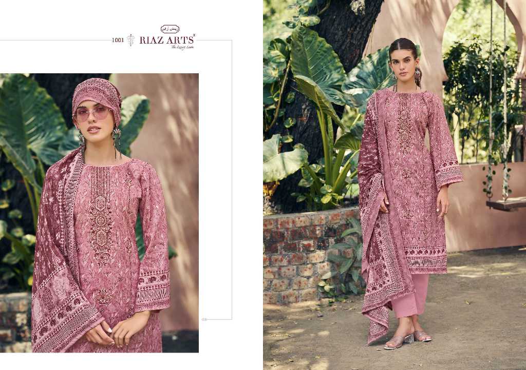 Riaz Arts Elan Vol-3 Wholesale Pure Pakistani Lawn With Neck Embroidery Dress Material
