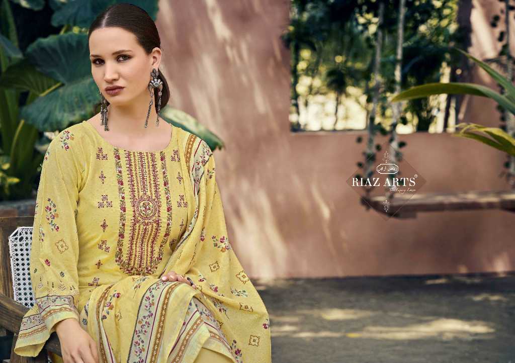 Riaz Arts Elan Vol-3 Wholesale Pure Pakistani Lawn With Neck Embroidery Dress Material