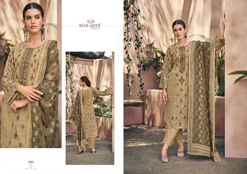Riaz Arts Elan Vol-3 Wholesale Pure Pakistani Lawn With Neck Embroidery Dress Material