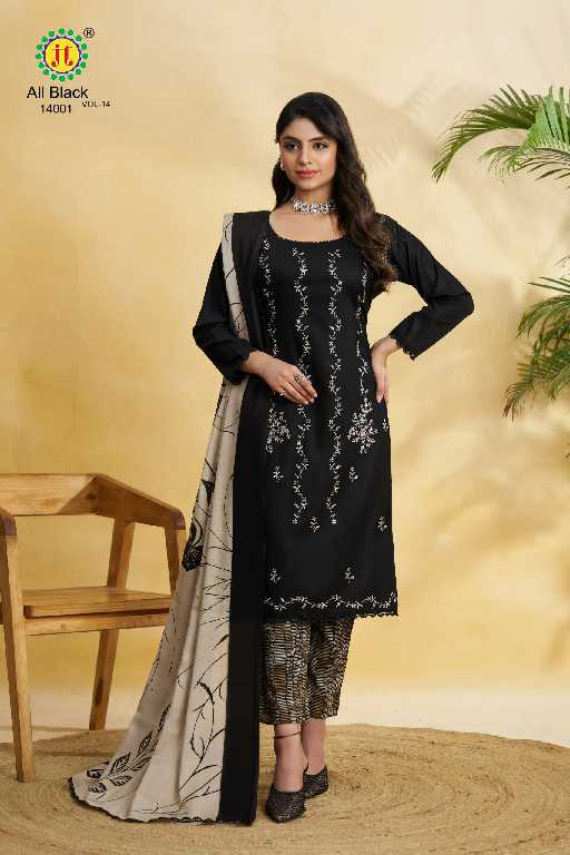 JT All Black Vol-14 Wholesale Premium Work Cotton Dress Material