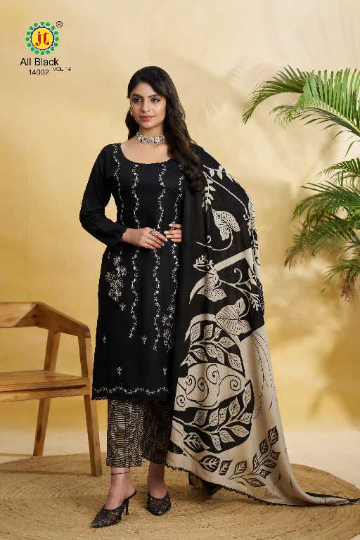 JT All Black Vol-14 Wholesale Premium Work Cotton Dress Material